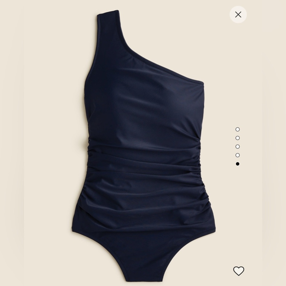 NWT J.Crew Ruched One Shoulder Navy Swimsuit New with Tags